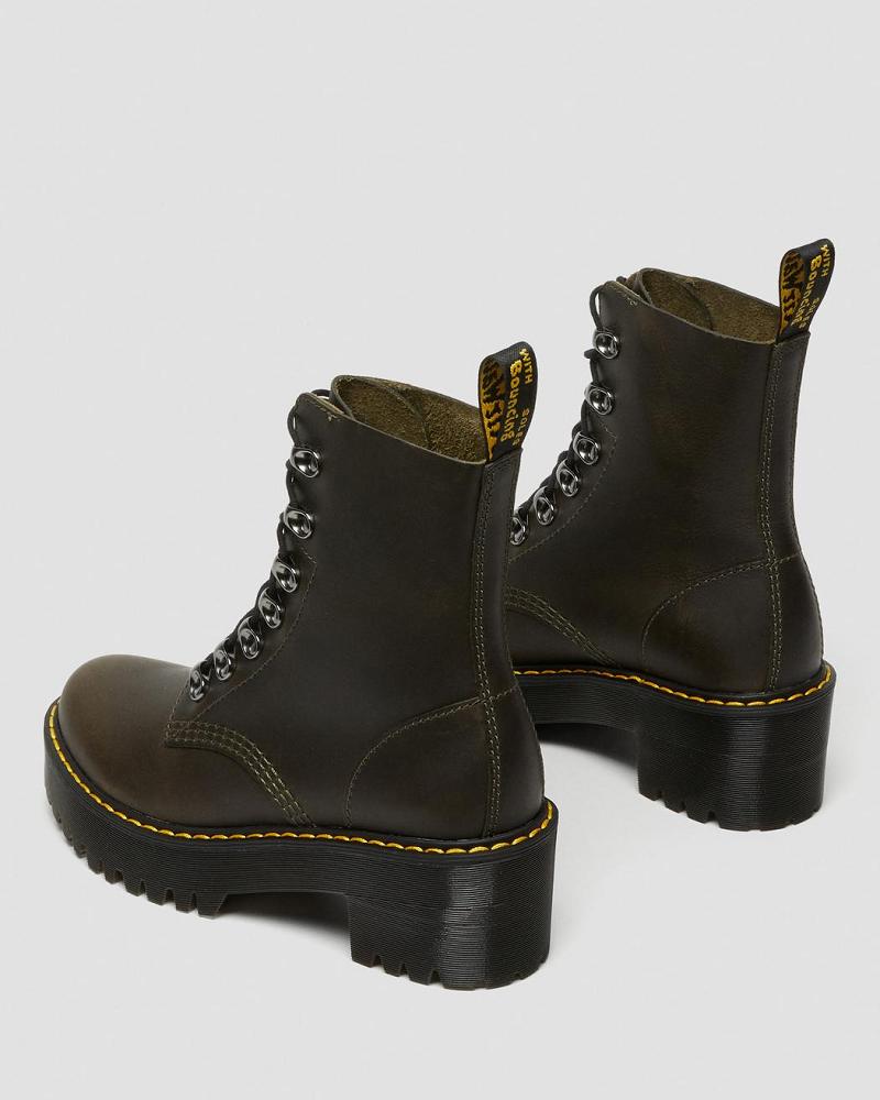 Dr Martens Leona Leren Enkellaars Dames Bruin | NL 701FDN